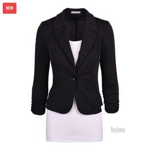 Medium Knit Blazer Work Casual Stretch Polyester Rayon Spandex